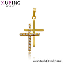 33543 xuping joyería 24k chapado en oro de moda de piedras preciosas cruz colgante